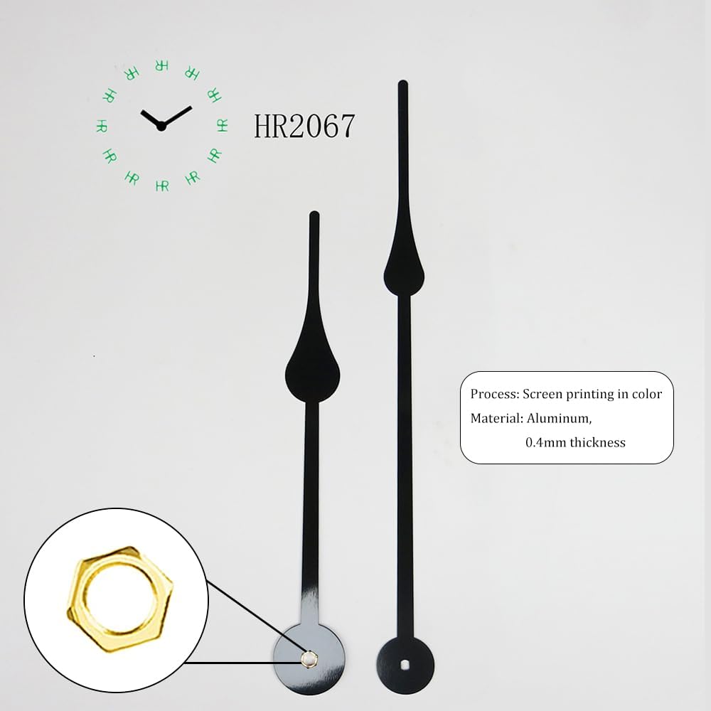 Black aluminum clock hand detail