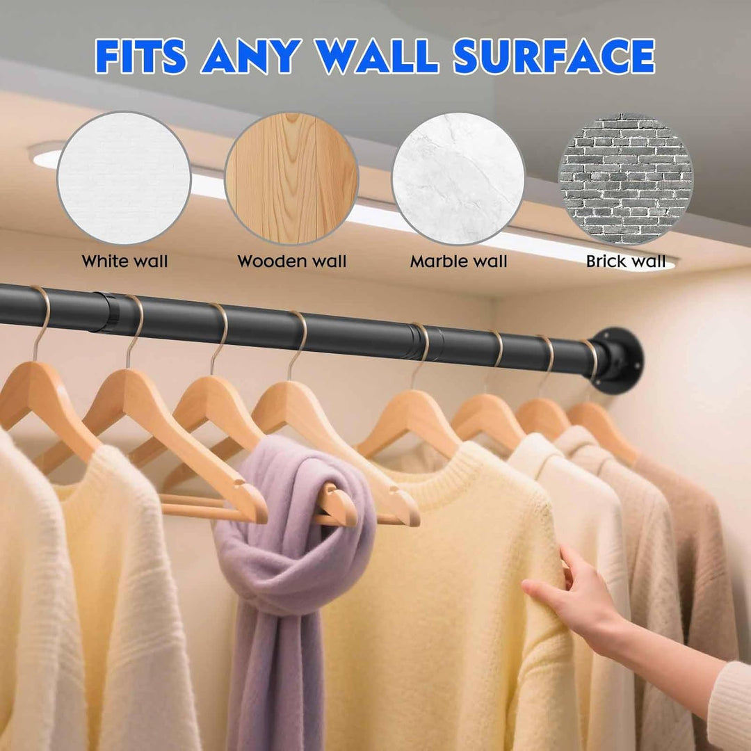 Closet Rod ,17 to 40 Inches Adjustable Closet Rods for Hanging Clothes 1.3 Inch Diameter Heavy Duty Metal Closet Hanging Rod Closet Bar for Wardrobes,Closet, Bathroom, Windows - Just Closeouts Canada Inc.