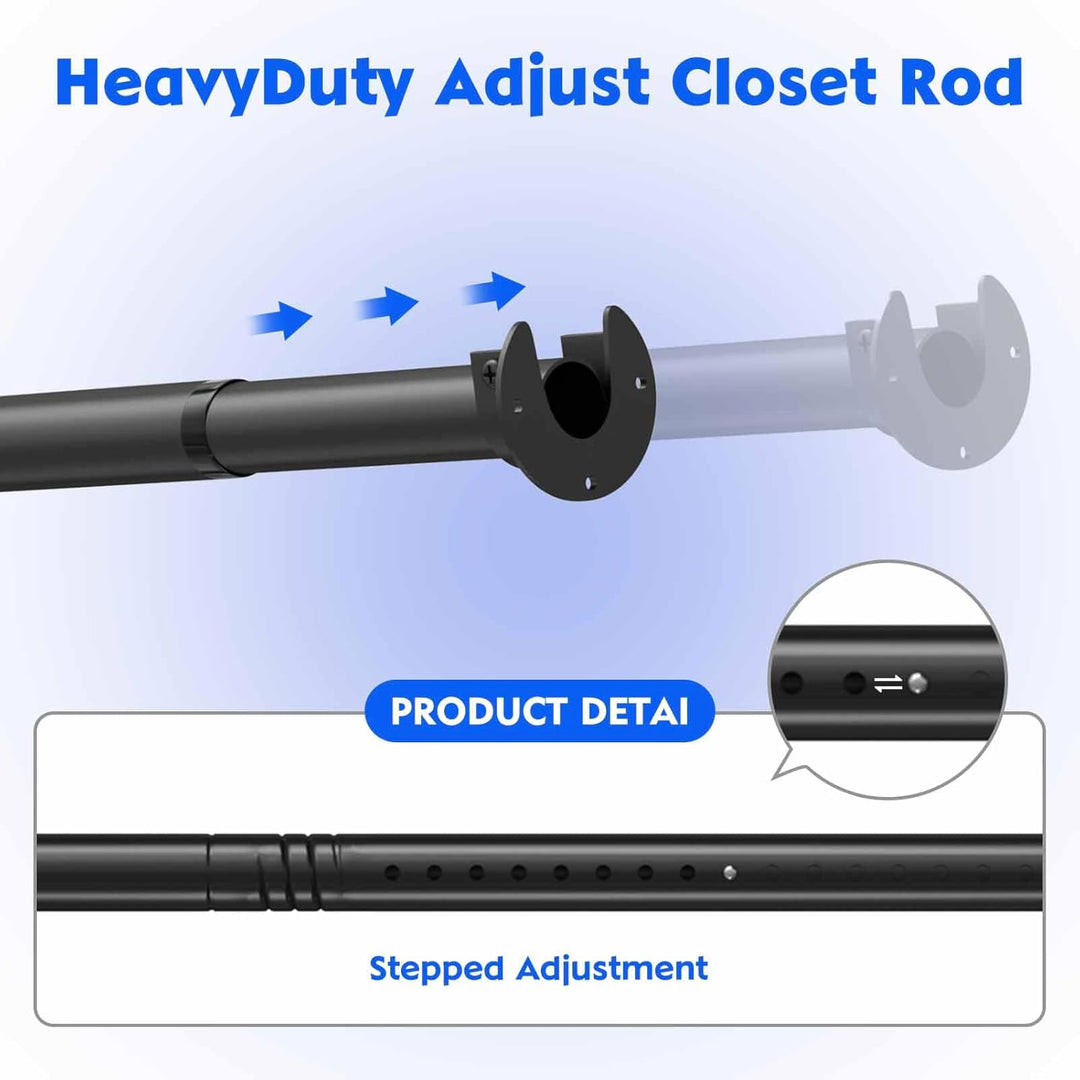 Closet Rod ,17 to 40 Inches Adjustable Closet Rods for Hanging Clothes 1.3 Inch Diameter Heavy Duty Metal Closet Hanging Rod Closet Bar for Wardrobes,Closet, Bathroom, Windows - Just Closeouts Canada Inc.