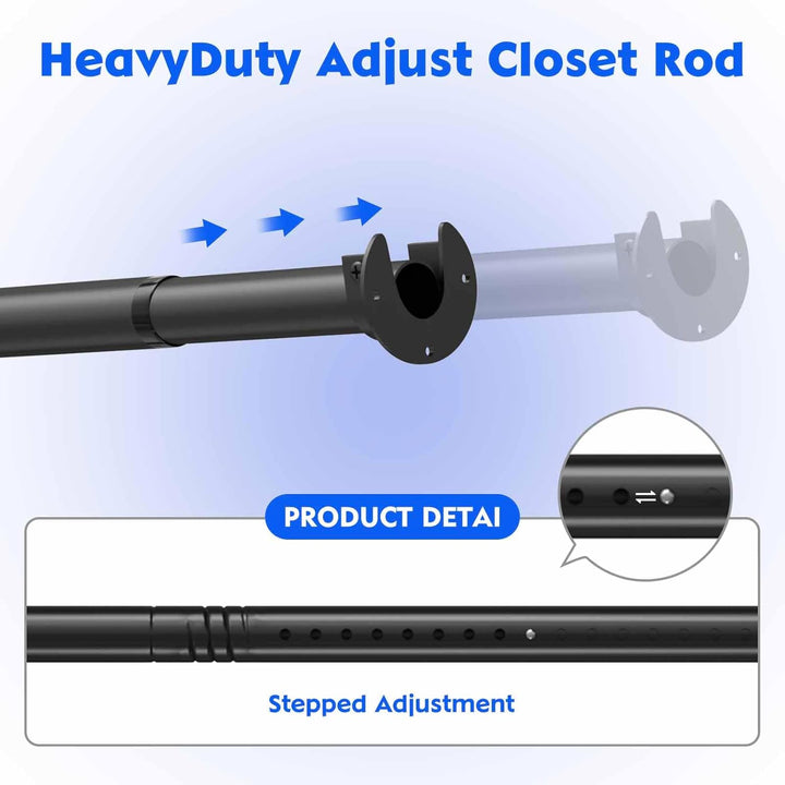 Closet Rod ,17 to 40 Inches Adjustable Closet Rods for Hanging Clothes 1.3 Inch Diameter Heavy Duty Metal Closet Hanging Rod Closet Bar for Wardrobes,Closet, Bathroom, Windows - Just Closeouts Canada Inc.