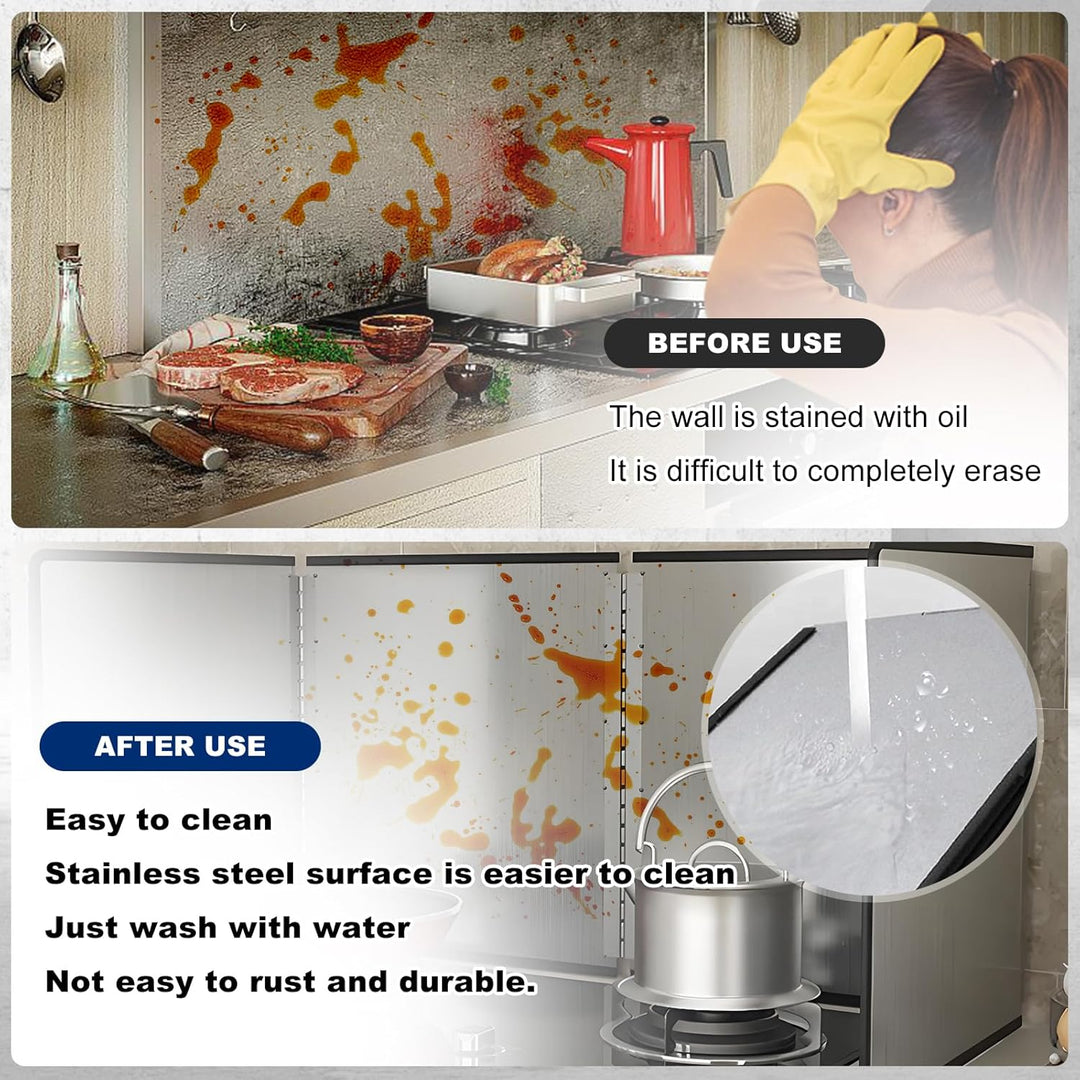 CNQLIS 3 Sided Splatter Guard, Foldable Stainless Steel Oil Splatter Screens for Frying, Oil Splash Insulation Board, Nonstick Oil Splatter Guard Stove Insulation Board(L: 15" x W: 11.4" x H: 12") - Just Closeouts Canada Inc.