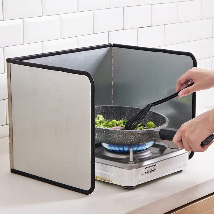 CNQLIS 3 Sided Splatter Guard, Foldable Stainless Steel Oil Splatter Screens for Frying, Oil Splash Insulation Board, Nonstick Oil Splatter Guard Stove Insulation Board(L: 15" x W: 11.4" x H: 12") - Just Closeouts Canada Inc.