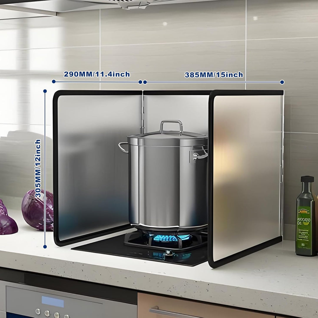 CNQLIS 3 Sided Splatter Guard, Foldable Stainless Steel Oil Splatter Screens for Frying, Oil Splash Insulation Board, Nonstick Oil Splatter Guard Stove Insulation Board(L: 15" x W: 11.4" x H: 12") - Just Closeouts Canada Inc.