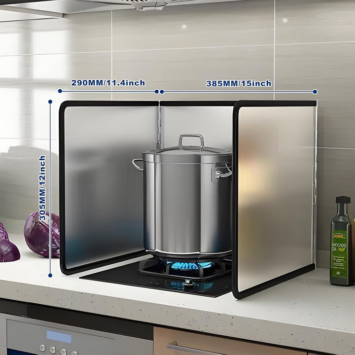 CNQLIS 3 Sided Splatter Guard, Foldable Stainless Steel Oil Splatter Screens for Frying, Oil Splash Insulation Board, Nonstick Oil Splatter Guard Stove Insulation Board(L: 15" x W: 11.4" x H: 12") - Just Closeouts Canada Inc.