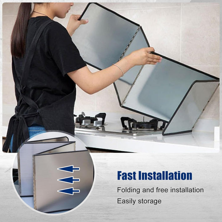 CNQLIS 3 Sided Splatter Guard, Foldable Stainless Steel Oil Splatter Screens for Frying, Oil Splash Insulation Board, Nonstick Oil Splatter Guard Stove Insulation Board(L: 15" x W: 11.4" x H: 12") - Just Closeouts Canada Inc.