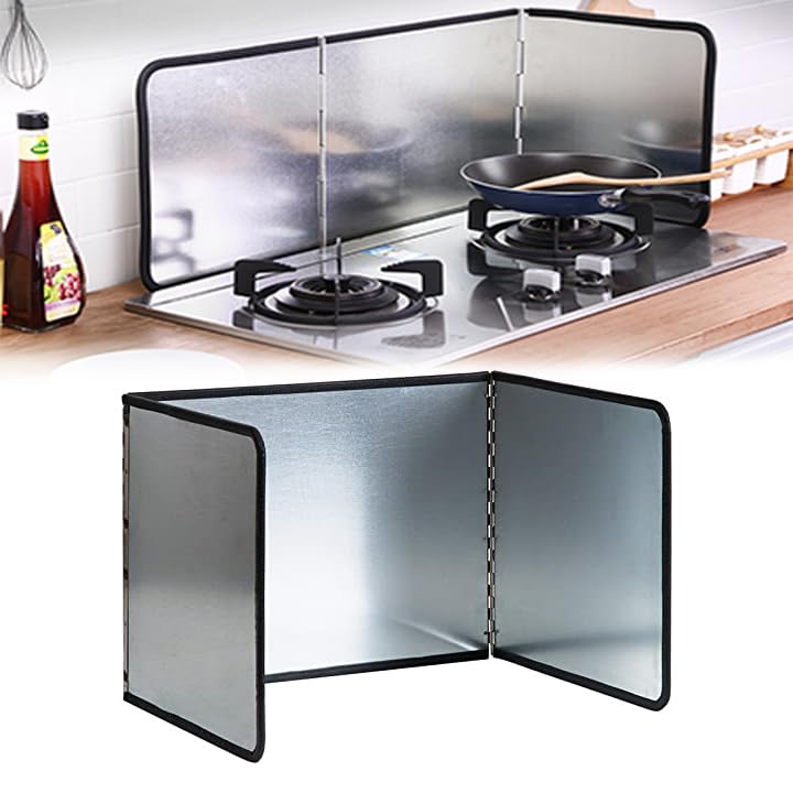 CNQLIS 3 Sided Splatter Guard, Foldable Stainless Steel Oil Splatter Screens for Frying, Oil Splash Insulation Board, Nonstick Oil Splatter Guard Stove Insulation Board(L: 15" x W: 11.4" x H: 12") - Just Closeouts Canada Inc.