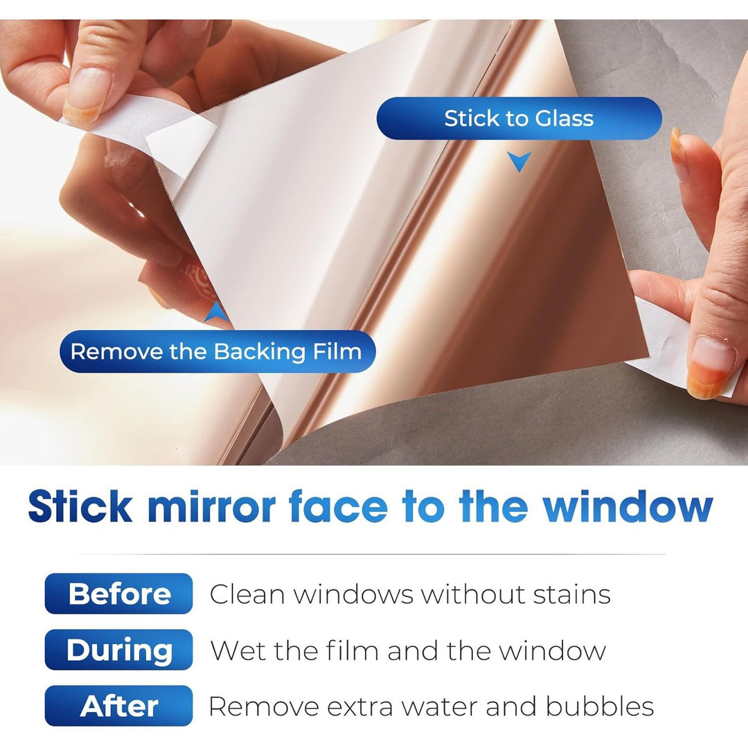 Coavas One Way Window Film Reflective Window Films for Privacy Mirror Window Film for Sun Blocking UV Heat Control Non Adhesive Static Cling Window Tint for Home 23.6 x 78.7in, 60x200cm, Brown Silver - Just Closeouts Canada Inc.