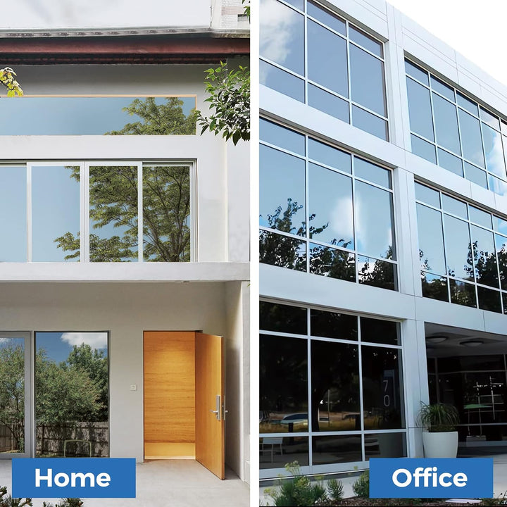 Coavas One Way Window Film Reflective Window Films for Privacy Mirror Window Film for Sun Blocking UV Heat Control Non Adhesive Static Cling Window Tint for Home 17.5x118.1in, 44.5x300cm, Silver Black - Just Closeouts Canada Inc.