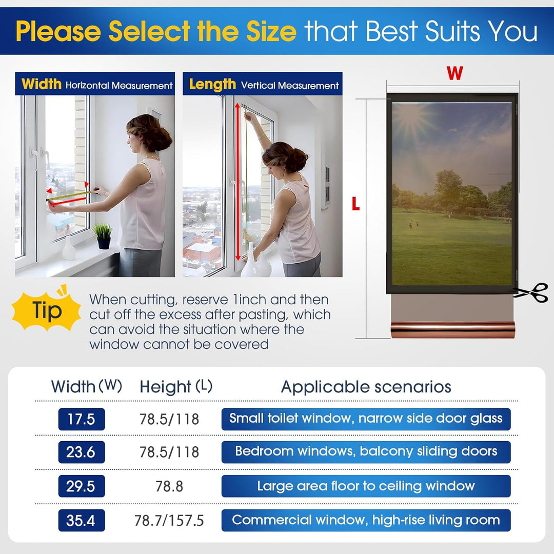 Coavas One Way Window Film Reflective Window Films for Privacy Mirror Window Film for Sun Blocking UV Heat Control Non Adhesive Static Cling Window Tint for Home 23.6 x 78.7in, 60x200cm, Brown Silver - Just Closeouts Canada Inc.