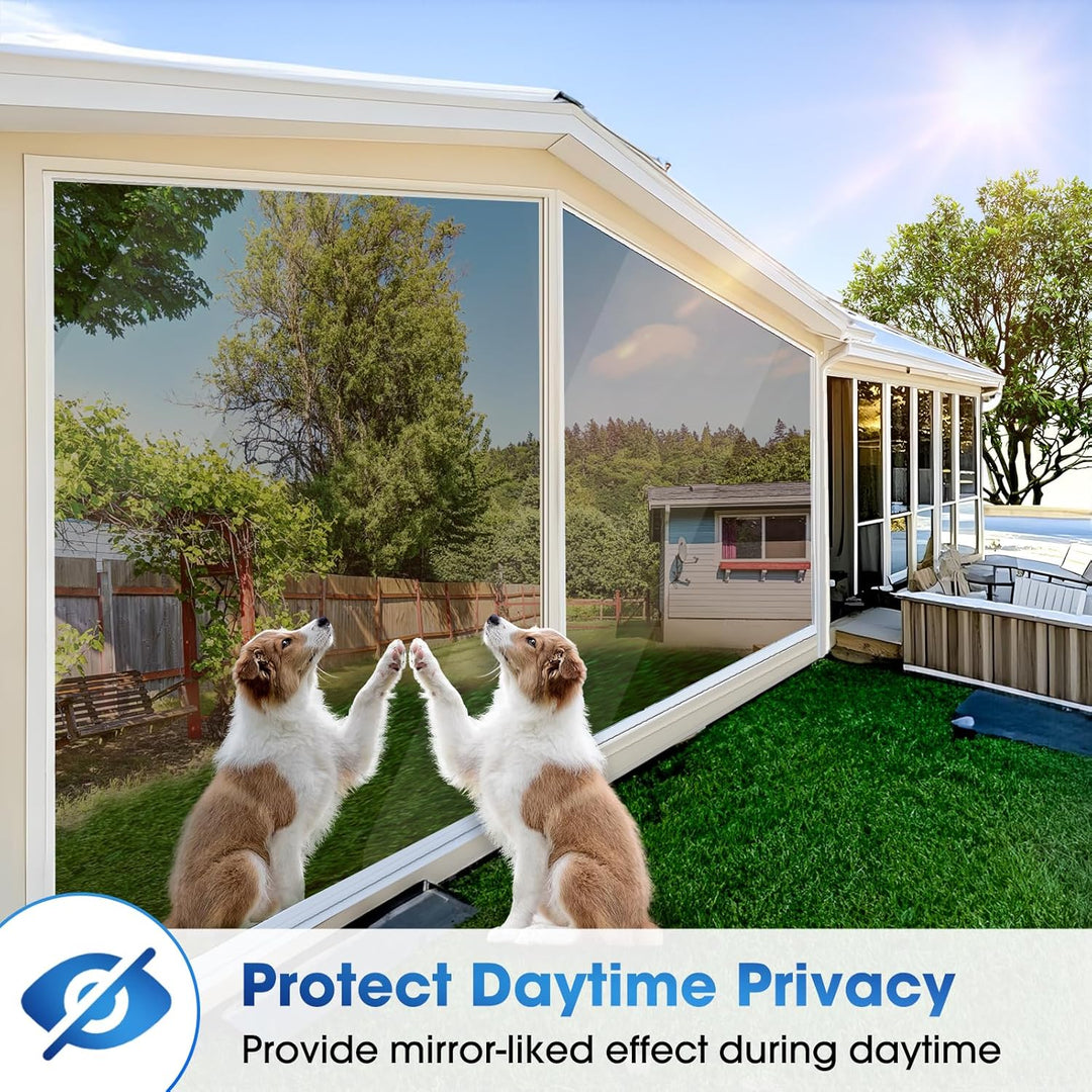 Coavas One Way Window Film Reflective Window Films for Privacy Mirror Window Film for Sun Blocking UV Heat Control Non Adhesive Static Cling Window Tint for Home 23.6 x 78.7in, 60x200cm, Brown Silver - Just Closeouts Canada Inc.