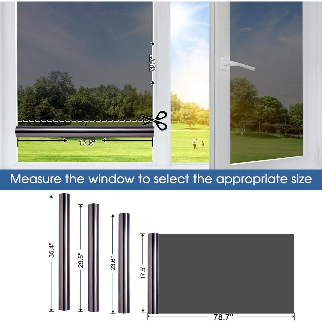 Coavas One Way Window Film Reflective Window Films for Privacy Mirror Window Film for Sun Blocking UV Heat Control Non Adhesive Static Cling Window Tint for Home 17.5x118.1in, 44.5x300cm, Silver Black - Just Closeouts Canada Inc.