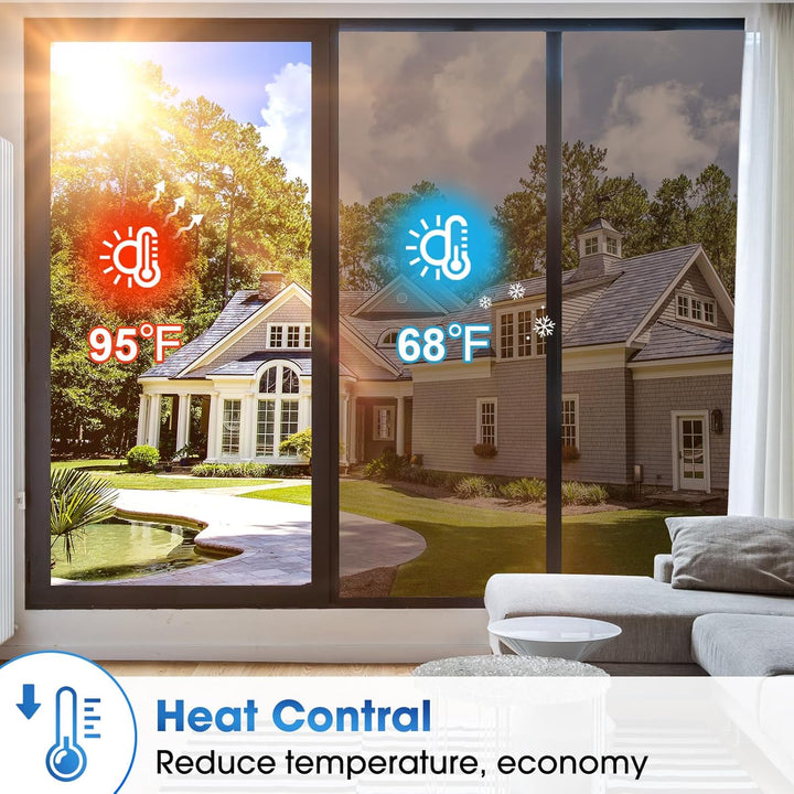 Coavas One Way Window Film Reflective Window Films for Privacy Mirror Window Film for Sun Blocking UV Heat Control Non Adhesive Static Cling Window Tint for Home 23.6 x 78.7in, 60x200cm, Brown Silver - Just Closeouts Canada Inc.