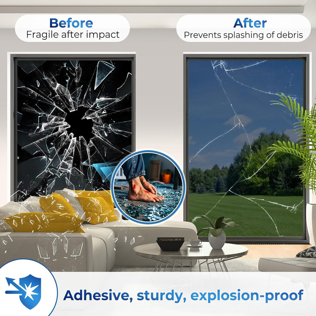 Coavas One Way Window Films for Privacy with Tools, Daytime Privacy Window Tint for Home, Reflective Window Coverings for Sun Blocking Heat Control Self Adhesive 17.5 x 78.7 in, Black - Silver - Just Closeouts Canada Inc.