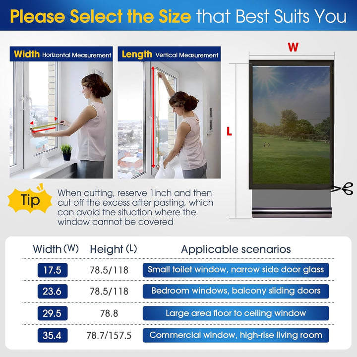 Coavas One Way Window Films for Privacy with Tools, Daytime Privacy Window Tint for Home, Reflective Window Coverings for Sun Blocking Heat Control Self Adhesive 17.5 x 78.7 in, Black - Silver - Just Closeouts Canada Inc.