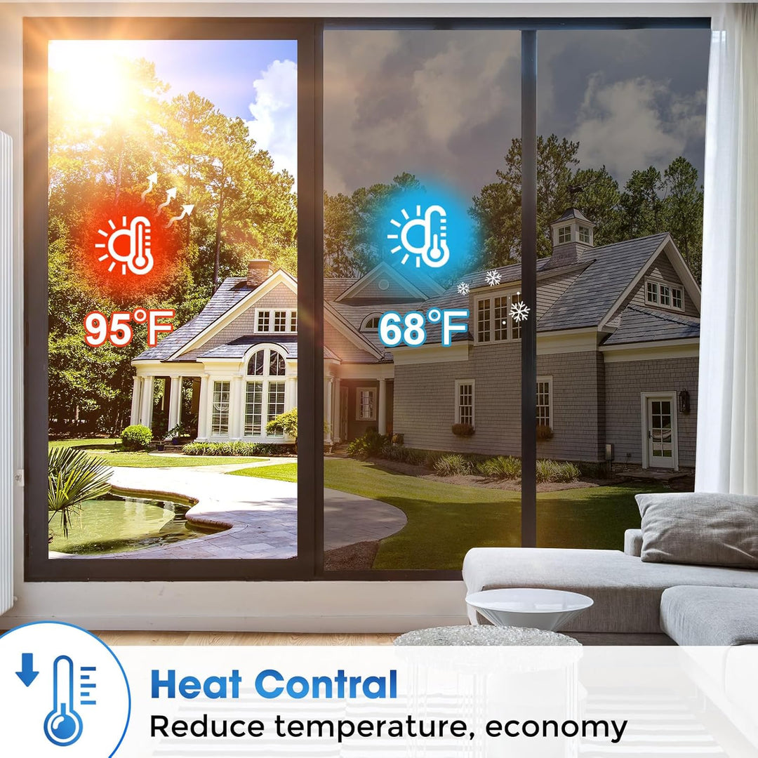 Coavas One Way Window Films for Privacy with Tools, Daytime Privacy Window Tint for Home, Reflective Window Coverings for Sun Blocking Heat Control Self Adhesive 17.5 x 78.7 in, Black - Silver - Just Closeouts Canada Inc.