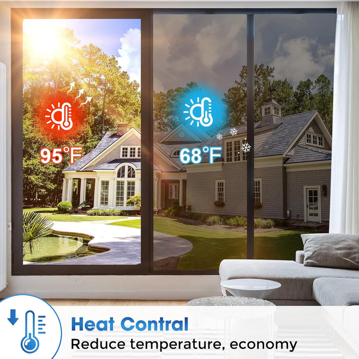 Coavas One Way Window Films for Privacy with Tools, Daytime Privacy Window Tint for Home, Reflective Window Coverings for Sun Blocking Heat Control Self Adhesive 17.5 x 78.7 in, Black - Silver - Just Closeouts Canada Inc.