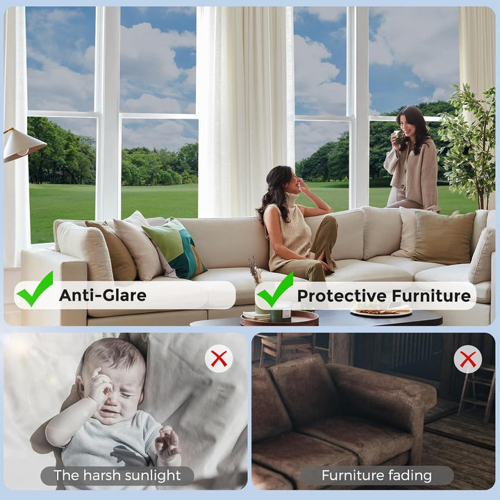 Coavas One Way Window Films for Privacy with Tools, Daytime Privacy Window Tint for Home, Reflective Window Coverings for Sun Blocking Heat Control Self Adhesive 17.5 x 78.7 in, Black - Silver - Just Closeouts Canada Inc.