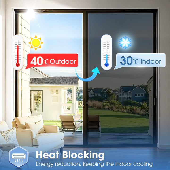 Coavas One Way Window Films for Privacy with Tools, Sun Blocking Mirror Window Tint for Home, Daytime Reflective Removable UV Heat Control Window Coverings, 17.5 x 78.7 in, Silver Black - Just Closeouts Canada Inc.