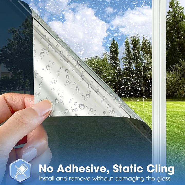 Coavas One Way Window Films for Privacy with Tools, Sun Blocking Mirror Window Tint for Home, Daytime Reflective Removable UV Heat Control Window Coverings, 23.6 x 157.5in, Silver Black - Just Closeouts Canada Inc.