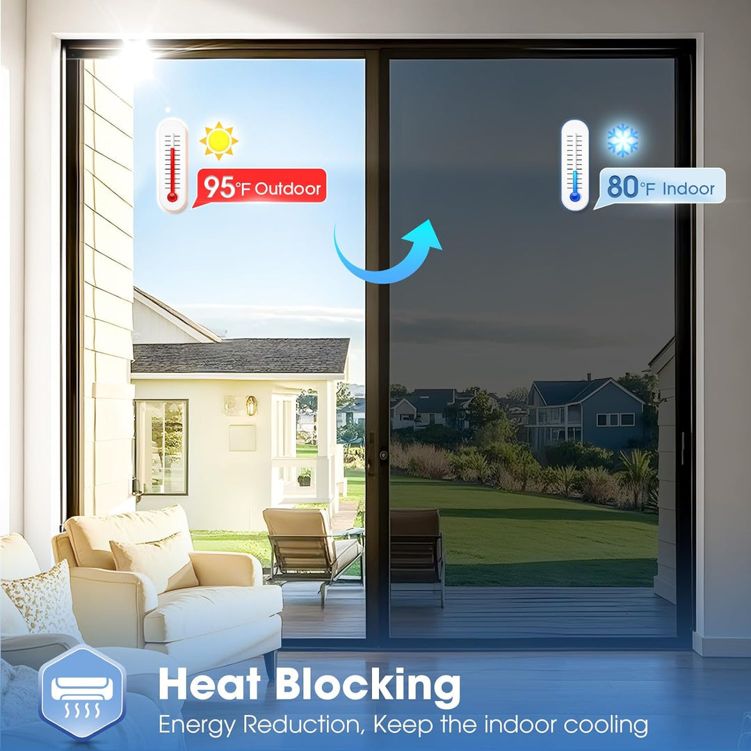 Coavas One Way Window Films for Privacy with Tools, Sun Blocking Mirror Window Tint for Home, Daytime Reflective Removable UV Heat Control Window Coverings, 23.6 x 157.5in, Silver Black - Just Closeouts Canada Inc.