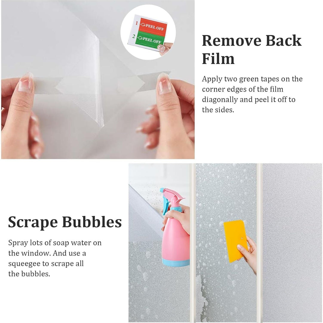 Coavas Window Films for Privacy Window Film Frosted Static Cling Non Adhesive Vinyl Sticker Sun Heat Blocking Window Coverings for Bathroom Home Office Door 11.8x78.7 Inch,30x200cm, Pure Frosted - Just Closeouts Canada Inc.