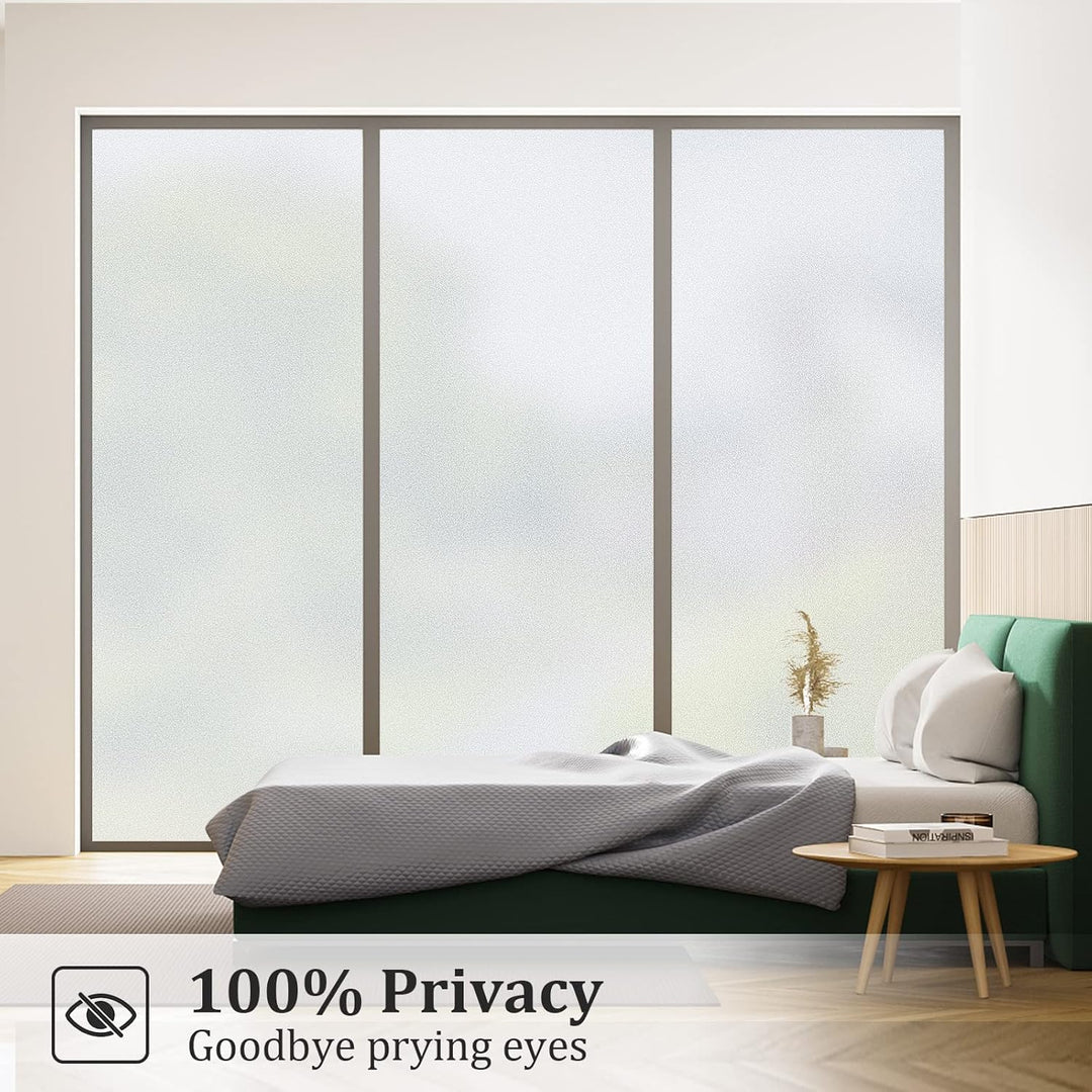 Coavas Window Films for Privacy Window Film Frosted Static Cling Non Adhesive Vinyl Sticker Sun Heat Blocking Window Coverings for Bathroom Home Office Door 11.8x78.7 Inch,30x200cm, Pure Frosted - Just Closeouts Canada Inc.