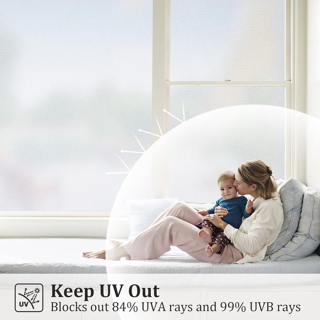 Coavas Window Films for Privacy Window Film Frosted Static Cling Non Adhesive Vinyl Sticker Sun Heat Blocking Window Coverings for Bathroom Home Office Door 11.8x78.7 Inch,30x200cm, Pure Frosted - Just Closeouts Canada Inc.