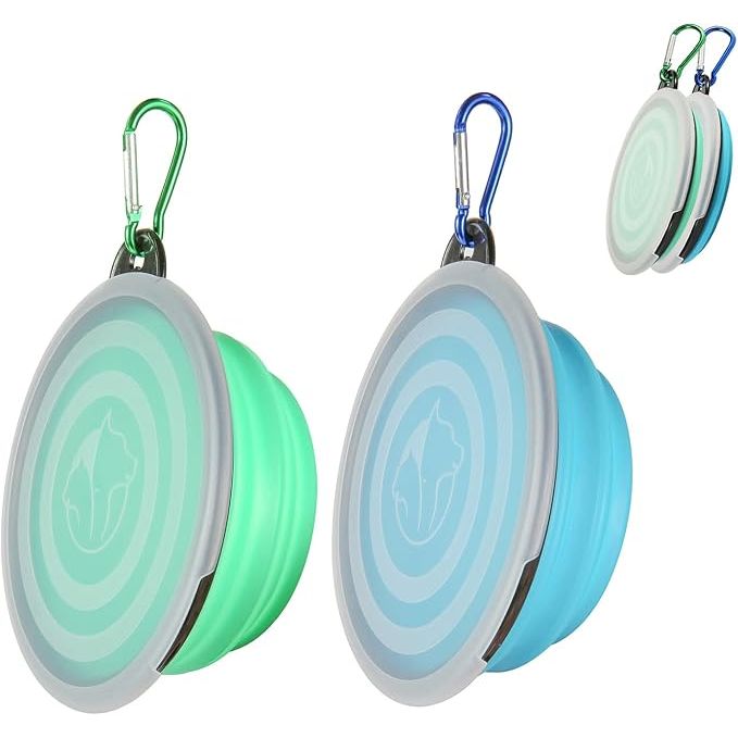 Collapsible Pet Travel Bowls with Lids – Blue & Green, Small, 2 Pack - Just Closeouts Canada Inc.