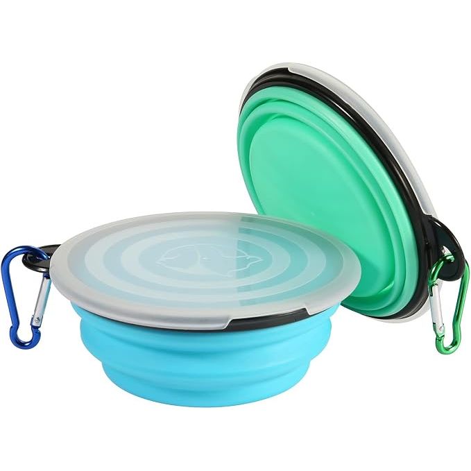 Collapsible Pet Travel Bowls with Lids – Blue & Green, Small, 2 Pack - Just Closeouts Canada Inc.