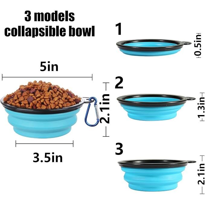 Collapsible Pet Travel Bowls with Lids – Blue & Green, Small, 2 Pack - Just Closeouts Canada Inc.