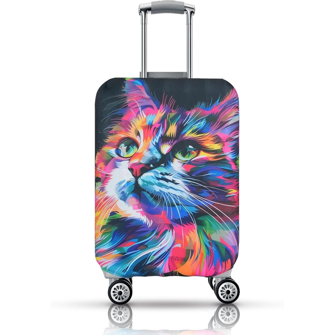 Colourful Cat-Print Stretch Luggage Cover, Small 19–21 in - Just Closeouts Canada Inc.
