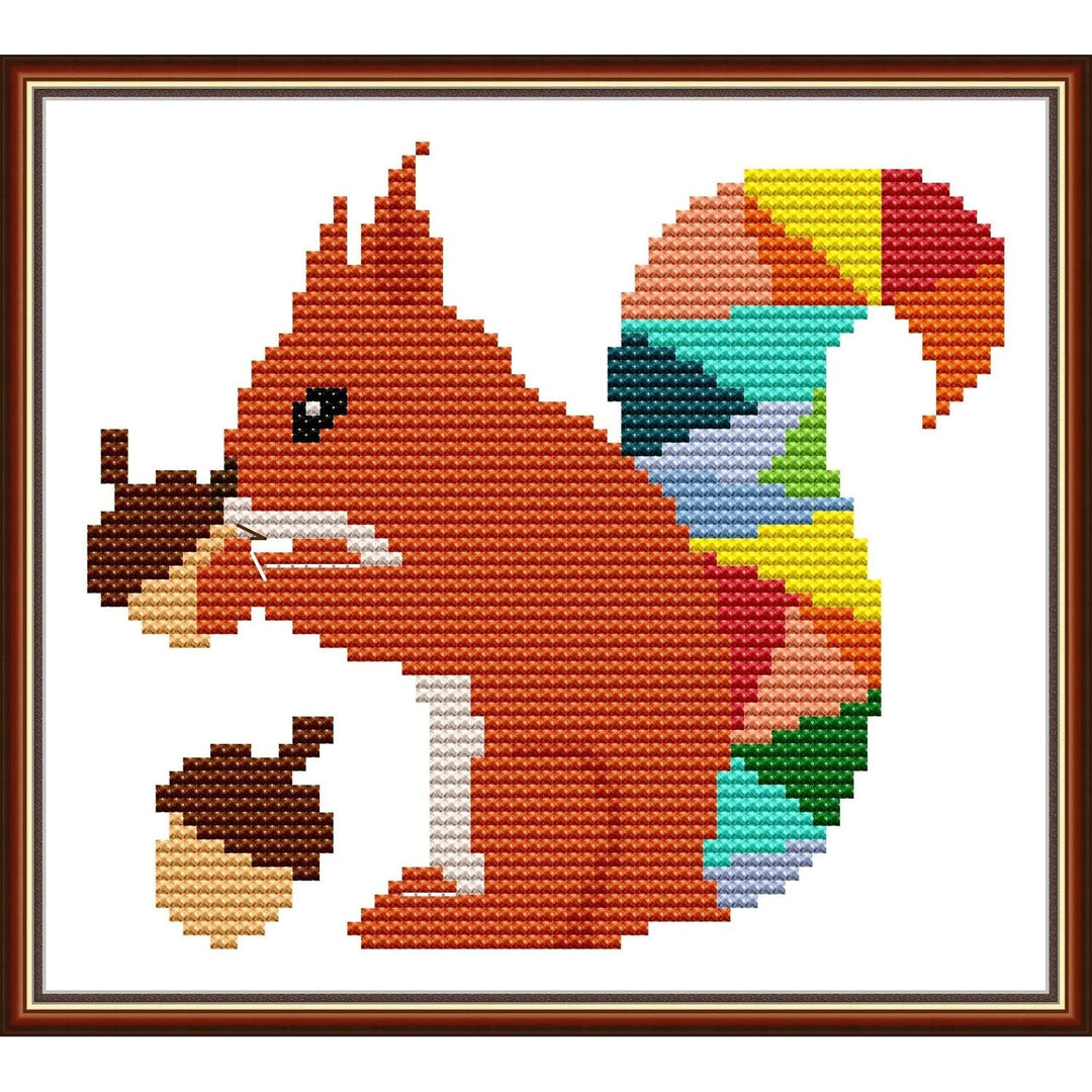 Colourful Squirrel Stamped Cross-Stitch Kit, 11-Count, 9.1 x 8.3 in - Just Closeouts Canada Inc.X00334ZSWL