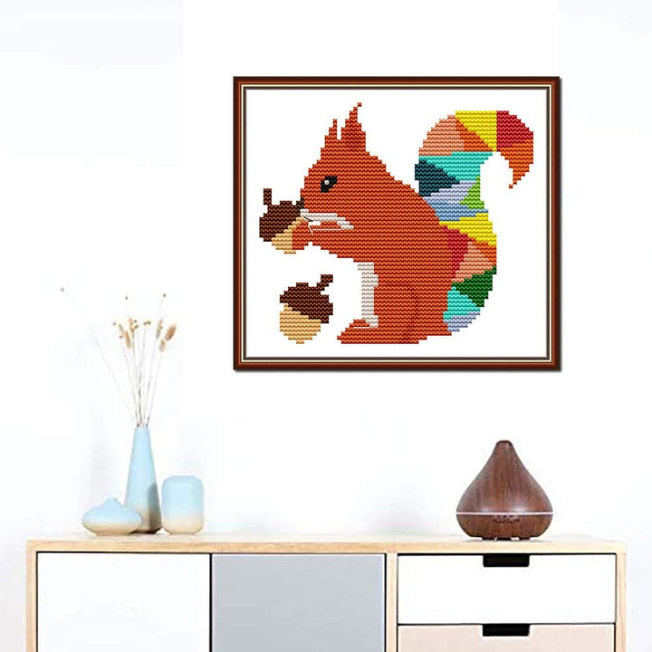Colourful Squirrel Stamped Cross-Stitch Kit, 11-Count, 9.1 x 8.3 in - Just Closeouts Canada Inc.X00334ZSWL