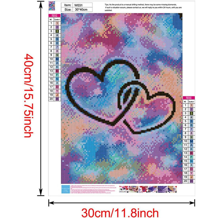 Colourful Two Hearts 5D Diamond Painting Kit, 30 x 40 cm - Just Closeouts Canada Inc.X002NVLE7N