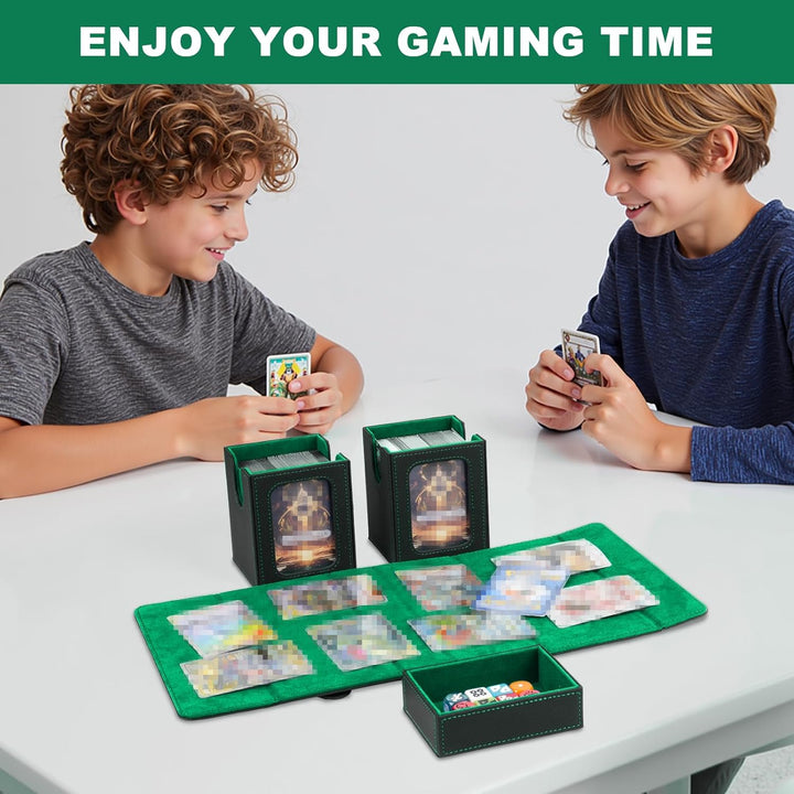 Commander Deck Box for MTG, 3 - in - 1 Card Deck Display Case with Portable Handle, TCG Card Storage Box, Holds 200+ Double - Sleeved Cards, Black&Green - Just Closeouts Canada Inc.X004SOJFVP