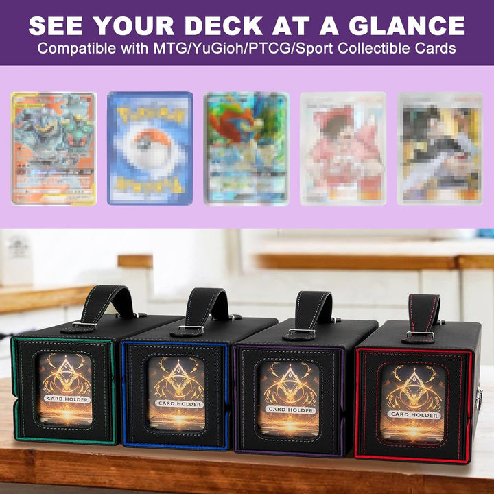 Commander Deck Box for MTG, 3 - in - 1 Card Deck Display Case with Portable Handle, TCG Card Storage Box, Holds 200+ Double - Sleeved Cards, Black&Purple - Just Closeouts Canada Inc.X004SOGWFH