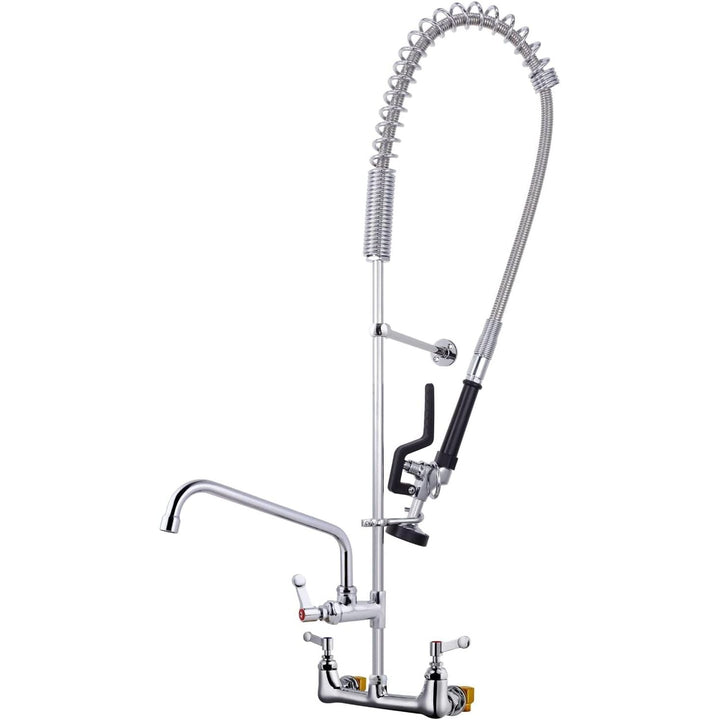 Commercial Faucet Wall Mount 8" Center Commecial Sink Faucet with Sprayer 43" Height Pre - Rinse Faucet High Pressure Restaurant Kitchen Faucet with 12 Inch Add On Swivel Spout Chrome - Just Closeouts Canada Inc.X0037ZBI07
