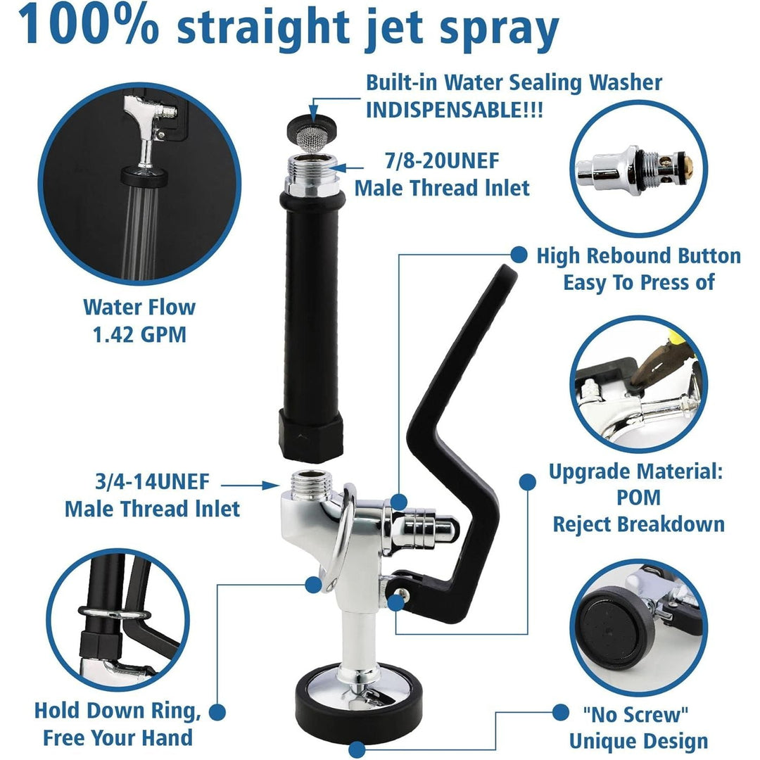 Commercial Faucet Wall Mount 8" Center Commecial Sink Faucet with Sprayer 43" Height Pre - Rinse Faucet High Pressure Restaurant Kitchen Faucet with 12 Inch Add On Swivel Spout Chrome - Just Closeouts Canada Inc.X0037ZBI07