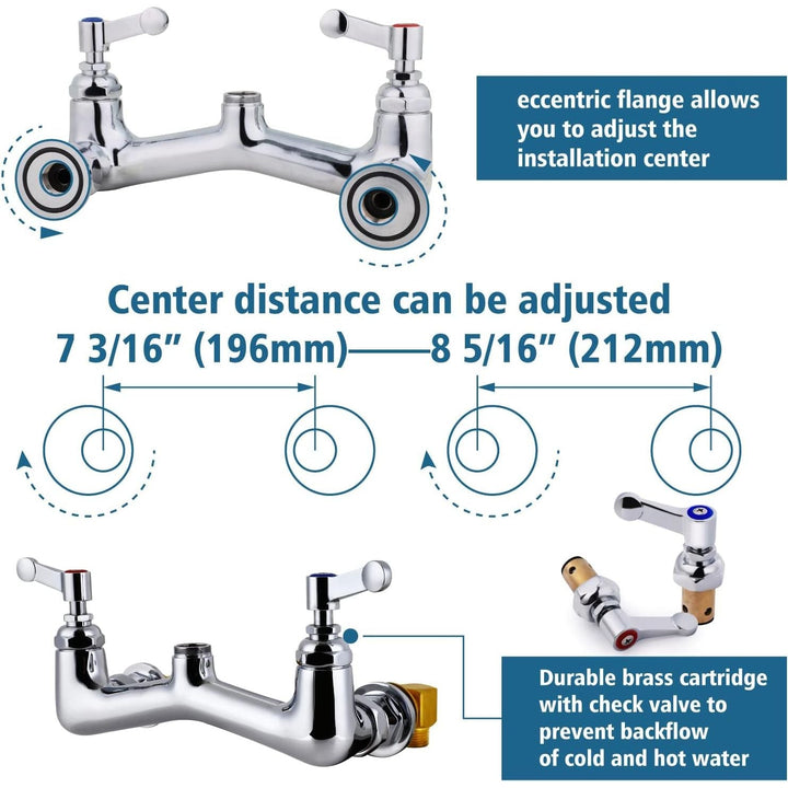 Commercial Faucet with Spray Valve 38" Wall Mount Commercial Kitchen Sink Faucet with Sprayer Pre Rinse Faucet with 10" Swing Spout Fit for Restaurant or Hotel Kitchen Sink - Just Closeouts Canada Inc.X003CLKCHL