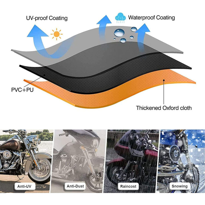 Comnova Motorcycle Cover 104 Inch, 600D Universal Motorcycles Cover Waterproof with Lock - Holes All Season, Large Motorbike Vehicle Scooter Cover for Harley Davidson, Honda, Suzuki, Kawasaki, Yamaha - Just Closeouts Canada Inc.