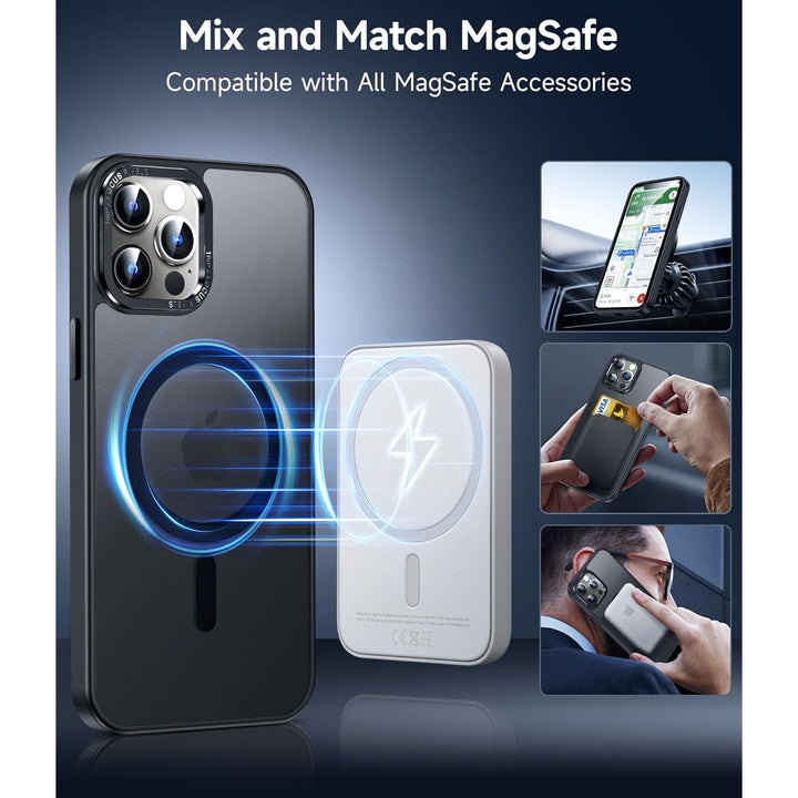 Compatible for iPhone 12 Pro Max Case: 2PCS Glass Screen Protector, Effortless Buttons, Strong Magnetic Slim Magic Shockproof Cell Phone Case/Coque/Etui for 12promax/ iphone12promax, Black - Just Closeouts Canada Inc.X004T34U51