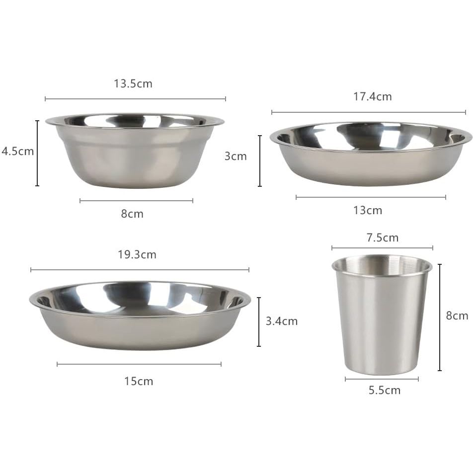 Cookware Mess Kit for Camping Aluminum Alloy Pot Pan Steaming Tray Bowl Cup and Water Kettle with Pot Cover for 3 Person - Just Closeouts Canada Inc.