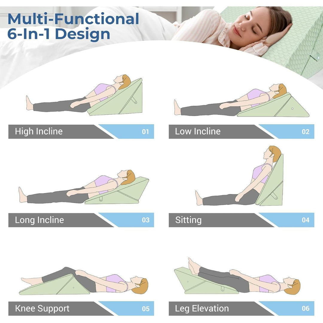 COOLBEBE Bed Wedge Pillow for Sleeping, Adjustable Folding Wedge for Snoring and After Surgery - 9 & 11 Inch, Elevated Triangle Pillow Back Pain Relief (Green, 9 & 11 Inch) - Just Closeouts Canada Inc.