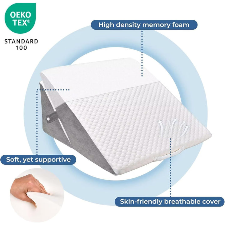 COOLBEBE Bed Wedge Pillow for Sleeping, Adjustable Folding Wedge for Snoring and After Surgery - 9 & 11 Inch, Elevated Triangle Pillow Back Pain Relief (Grey&White, 9 & 11 Inch) - Just Closeouts Canada Inc.