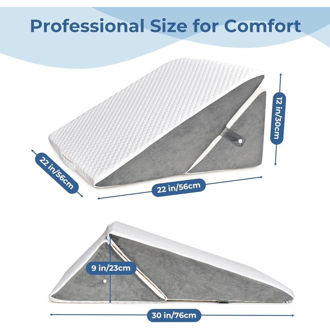 COOLBEBE Bed Wedge Pillow for Sleeping, Adjustable Folding Wedge for Snoring and After Surgery - 9 & 11 Inch, Elevated Triangle Pillow Back Pain Relief (Grey&White, 9 & 11 Inch) - Just Closeouts Canada Inc.