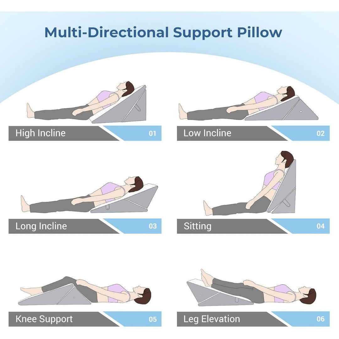 COOLBEBE Bed Wedge Pillow for Sleeping, Adjustable Folding Wedge for Snoring and After Surgery - 9 & 11 Inch, Elevated Triangle Pillow Back Pain Relief (Grey&White, 9 & 11 Inch) - Just Closeouts Canada Inc.