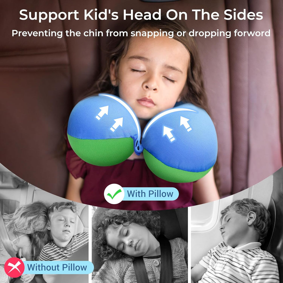 COOLBEBE Kids Travel Neck Pillow, Softly Travel Pillow for Car & Airplane, Traveling Gifts for Toddler & Children (1, Bluish Green) - Just Closeouts Canada Inc.