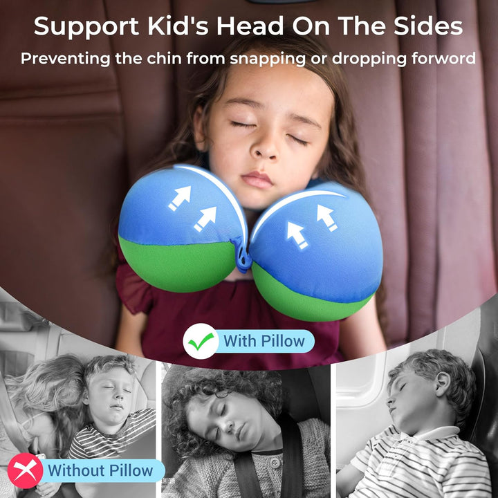 COOLBEBE Kids Travel Neck Pillow, Softly Travel Pillow for Car & Airplane, Traveling Gifts for Toddler & Children (1, Bluish Green) - Just Closeouts Canada Inc.