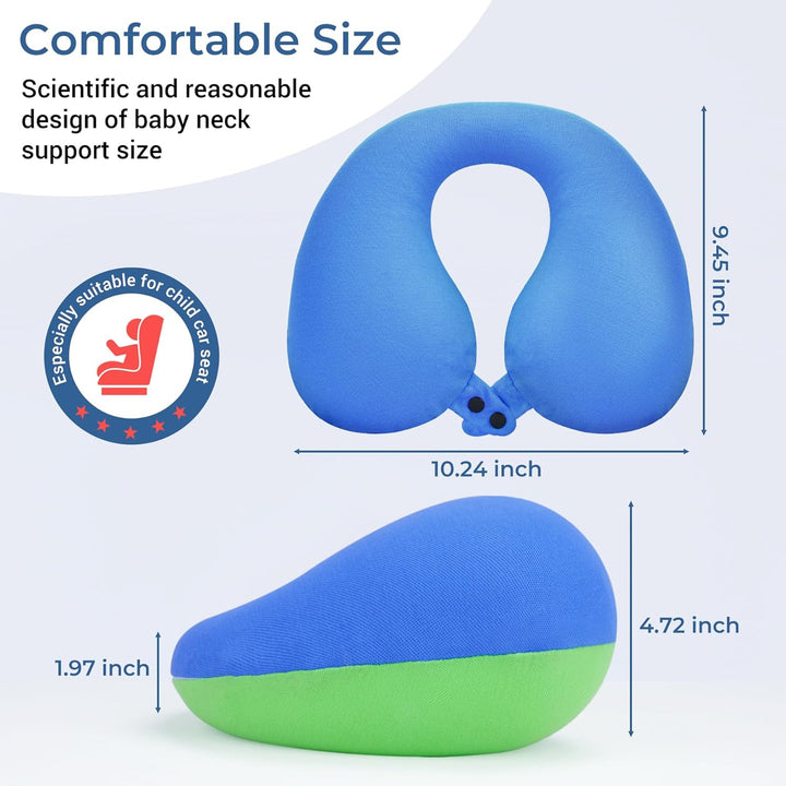 COOLBEBE Kids Travel Neck Pillow, Softly Travel Pillow for Car & Airplane, Traveling Gifts for Toddler & Children (1, Bluish Green) - Just Closeouts Canada Inc.