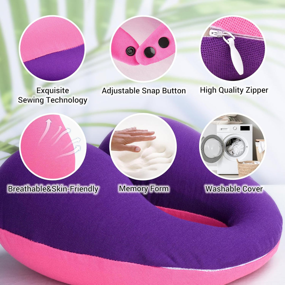 COOLBEBE Kids Travel Neck Pillow, Softly Travel Pillow for Car & Airplane, Traveling Gifts for Toddler & Children (1, Pinkish Purple) - Just Closeouts Canada Inc.